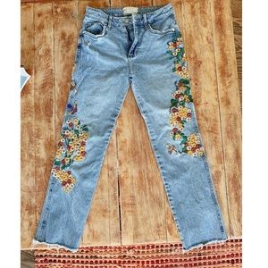 Free People Floral Jeans size 24